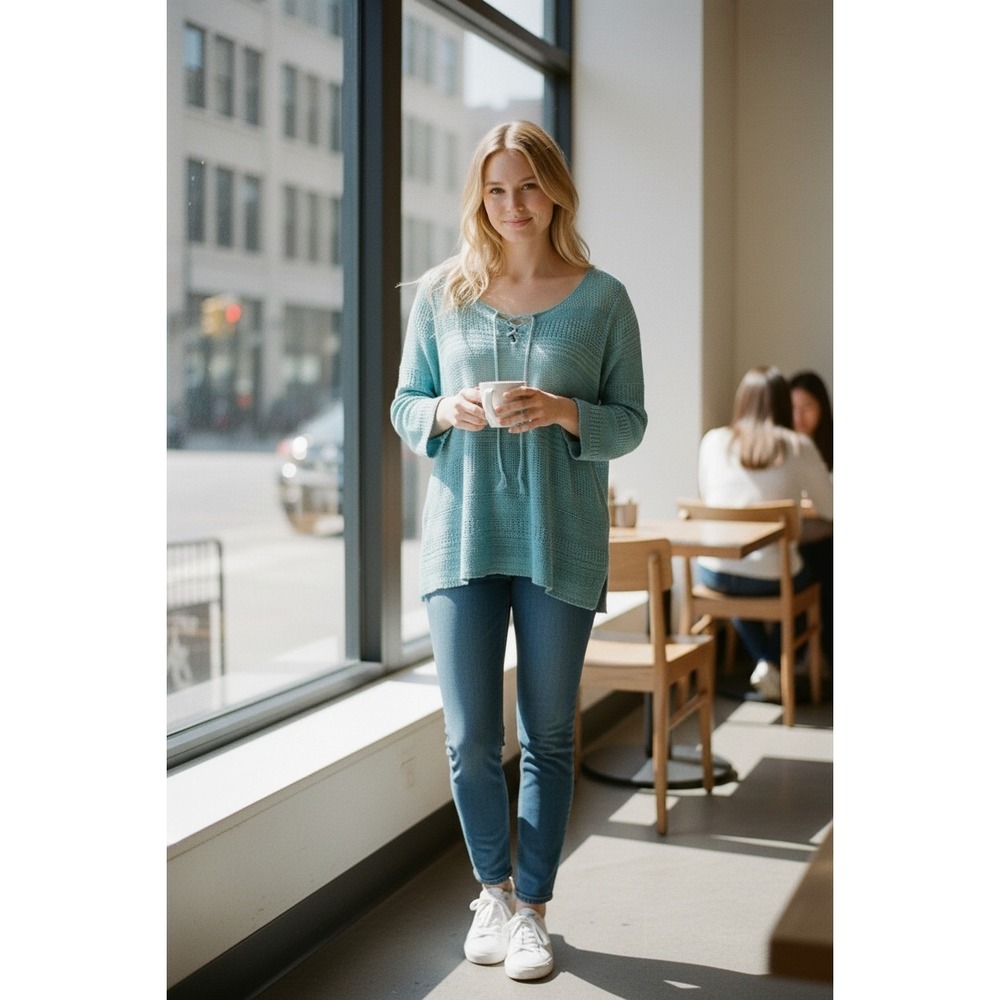 Lauren Ralph Lauren Women's S Green Ombre‎ Lightweight Sweater